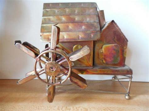 Vintage Grist Mill Music Box Metal 